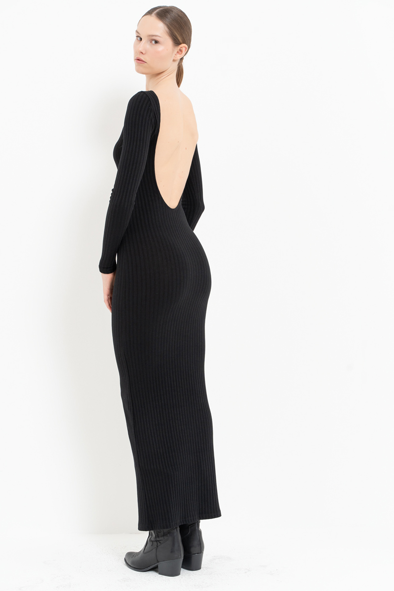 Wholesale Backless Off Shoulder Black Dress
