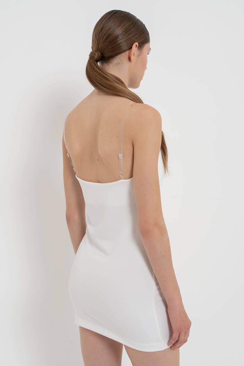 Wholesale Offwhite Transparent-Strap Cami Mini Dress