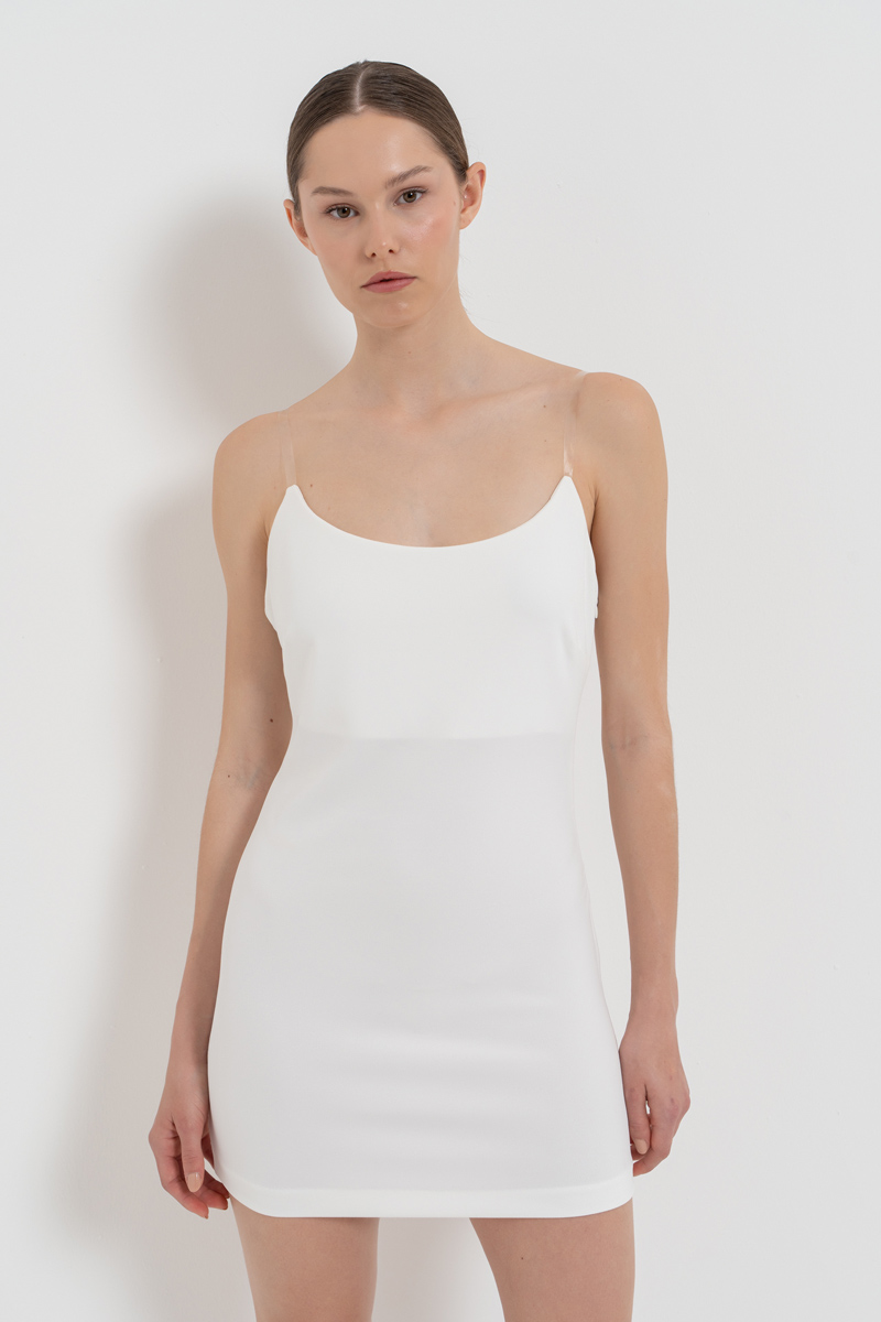 Offwhite Transparent-Strap Cami Mini Dress