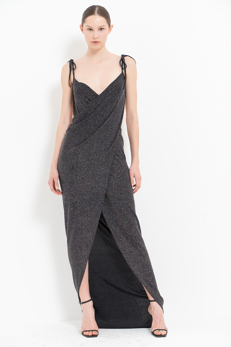 Glittery черный Crossover Cami Dress