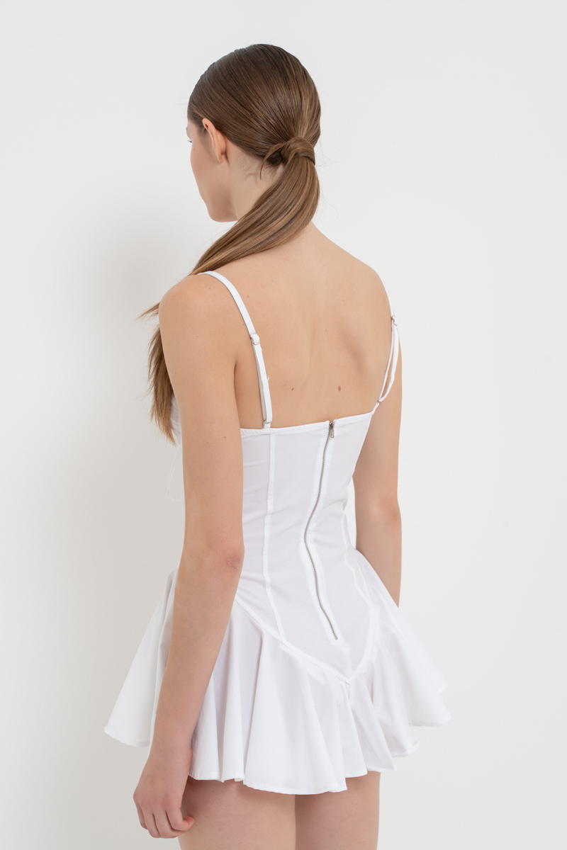 Off white İçi Çıt Çıt Badili Mini Elbise