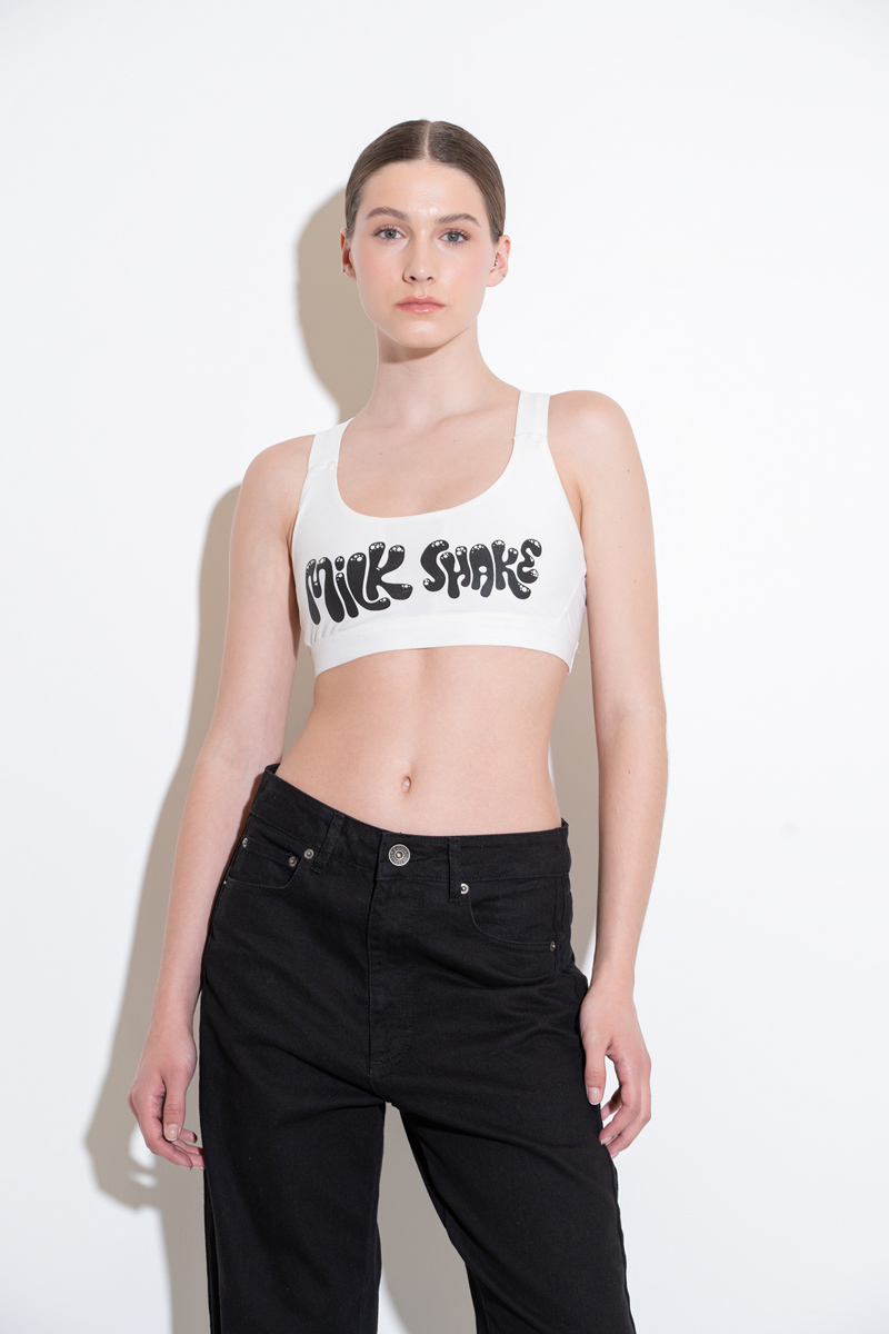 Printed Mini Offwhite Crop Top Bustier