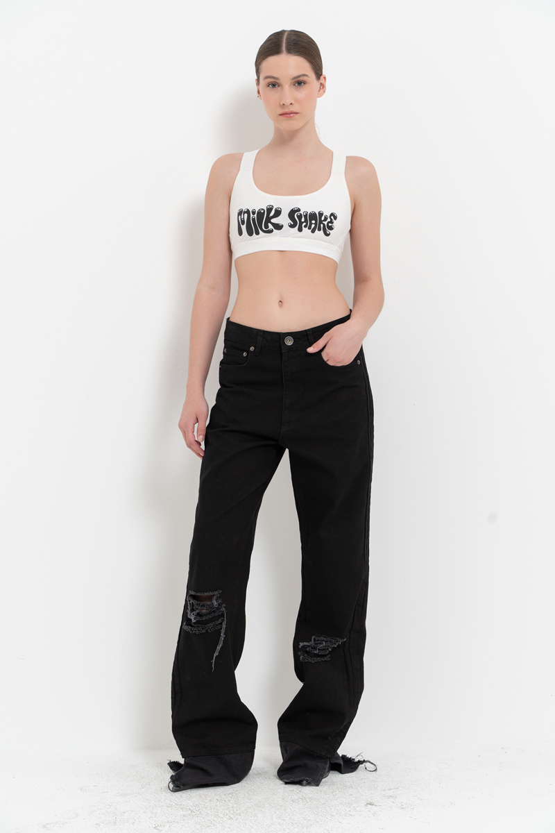 Wholesale Printed Mini Offwhite Crop Top Bustier