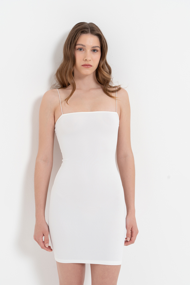 Wholesale Strappy Bodycon Mini Offwhite Dress