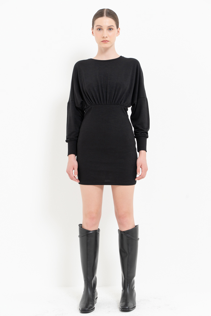 Black Long-Sleeve Mini Dress