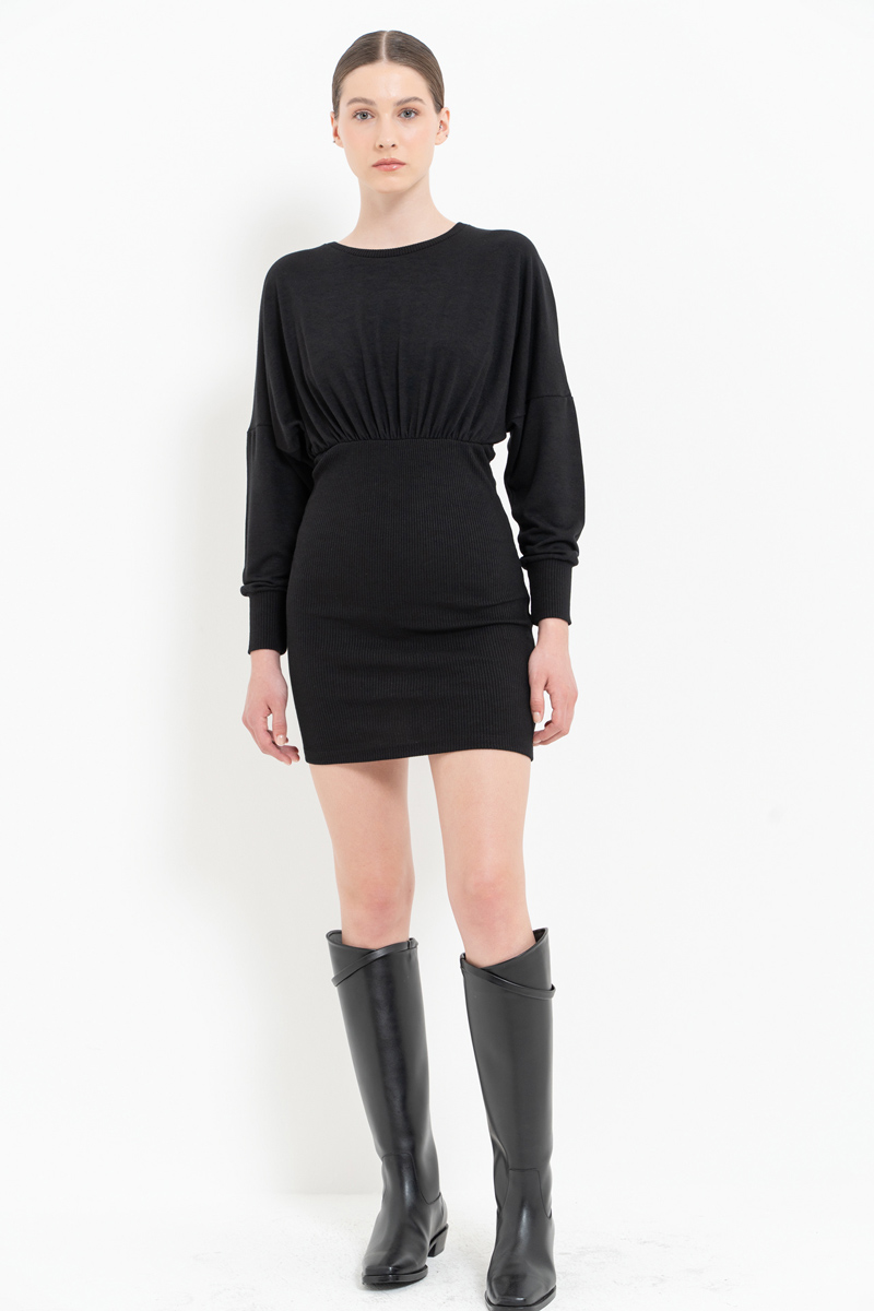 Black Long-Sleeve Mini Dress