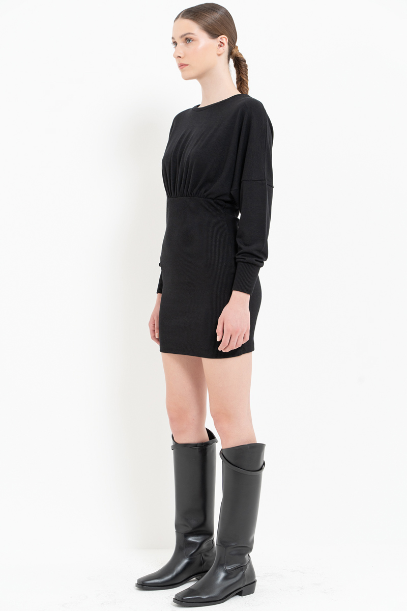 Black Long-Sleeve Mini Dress