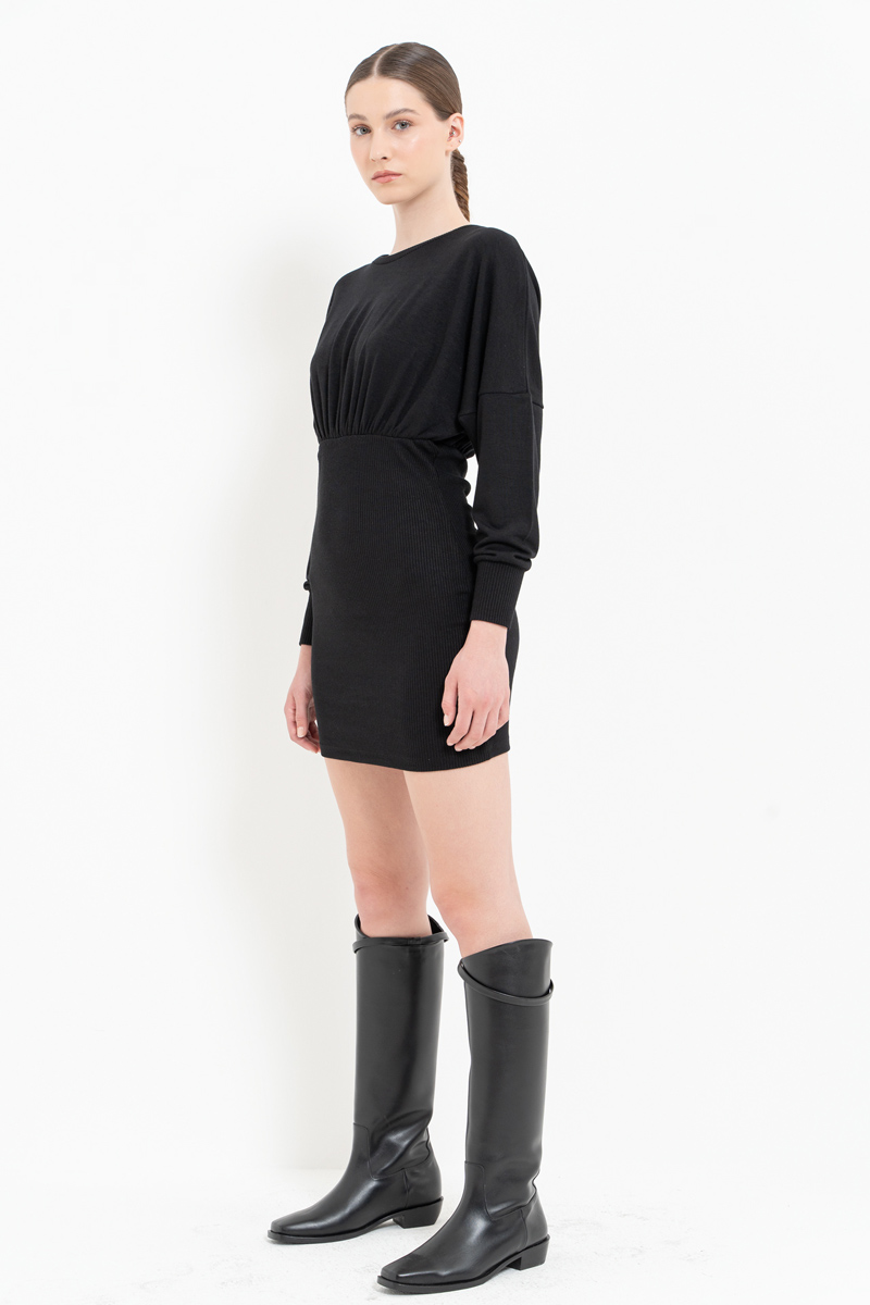 Black Long-Sleeve Mini Dress