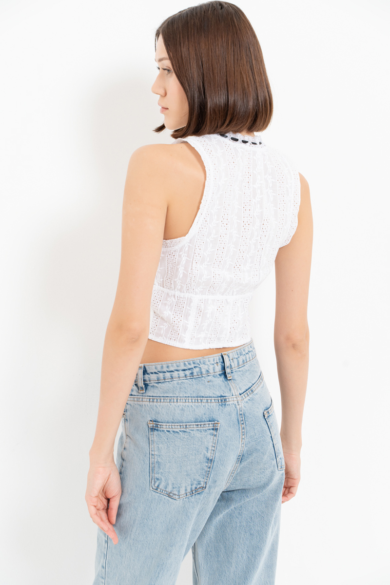 Offwhite Lace Crop Top