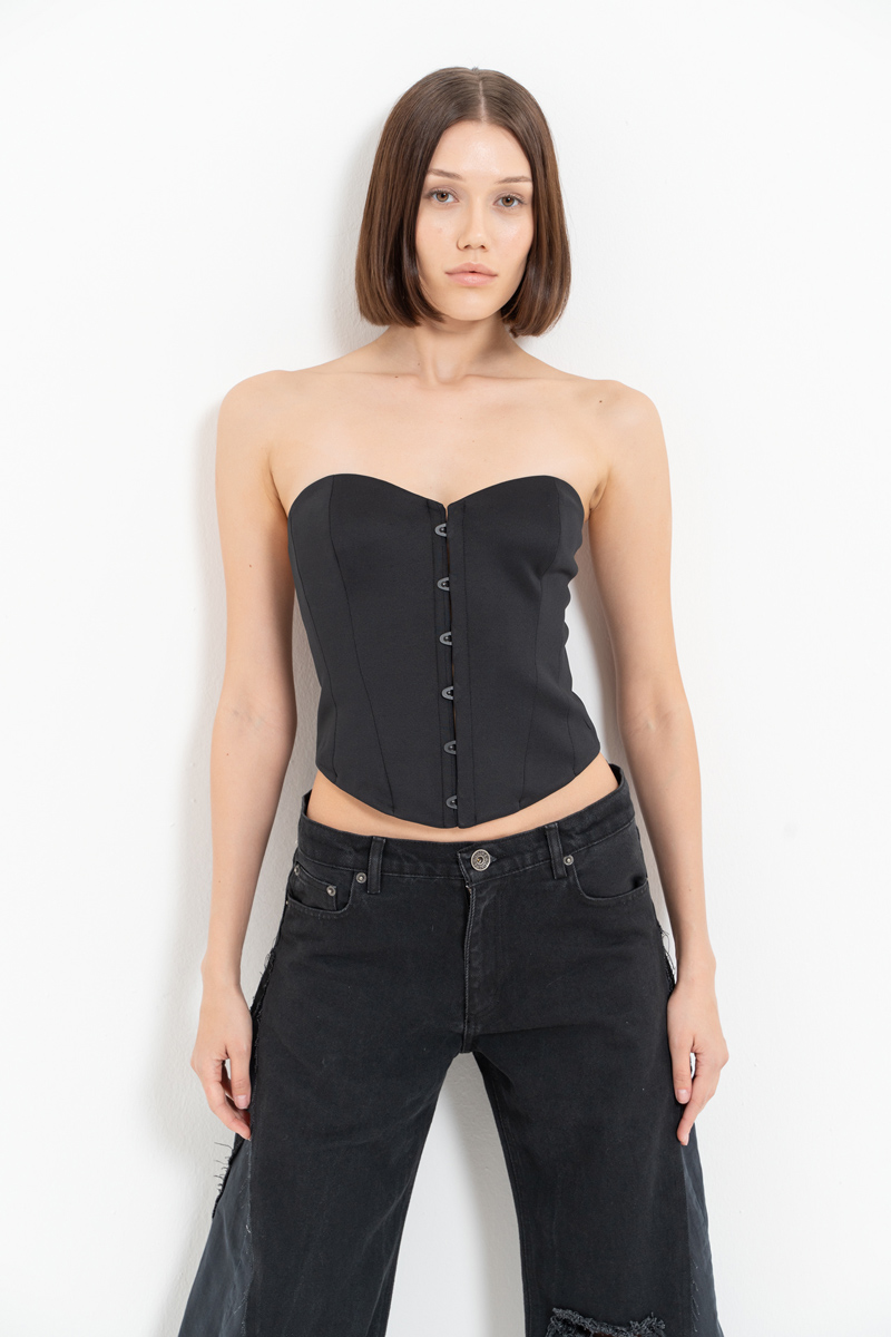 Black Hook-and-Eye Bustier