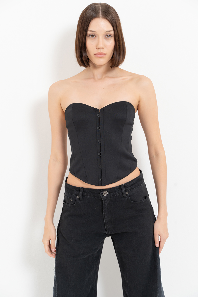 Black Hook-and-Eye Bustier