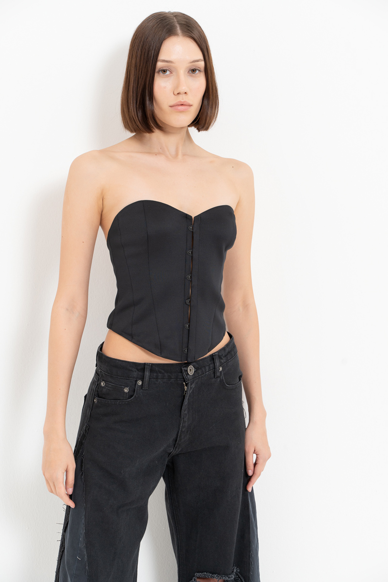 Black Hook-and-Eye Bustier