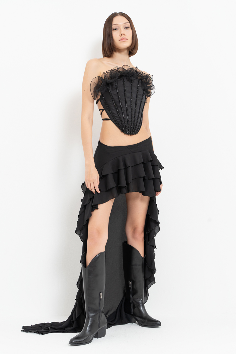 Black Embellished Oyster Bustier