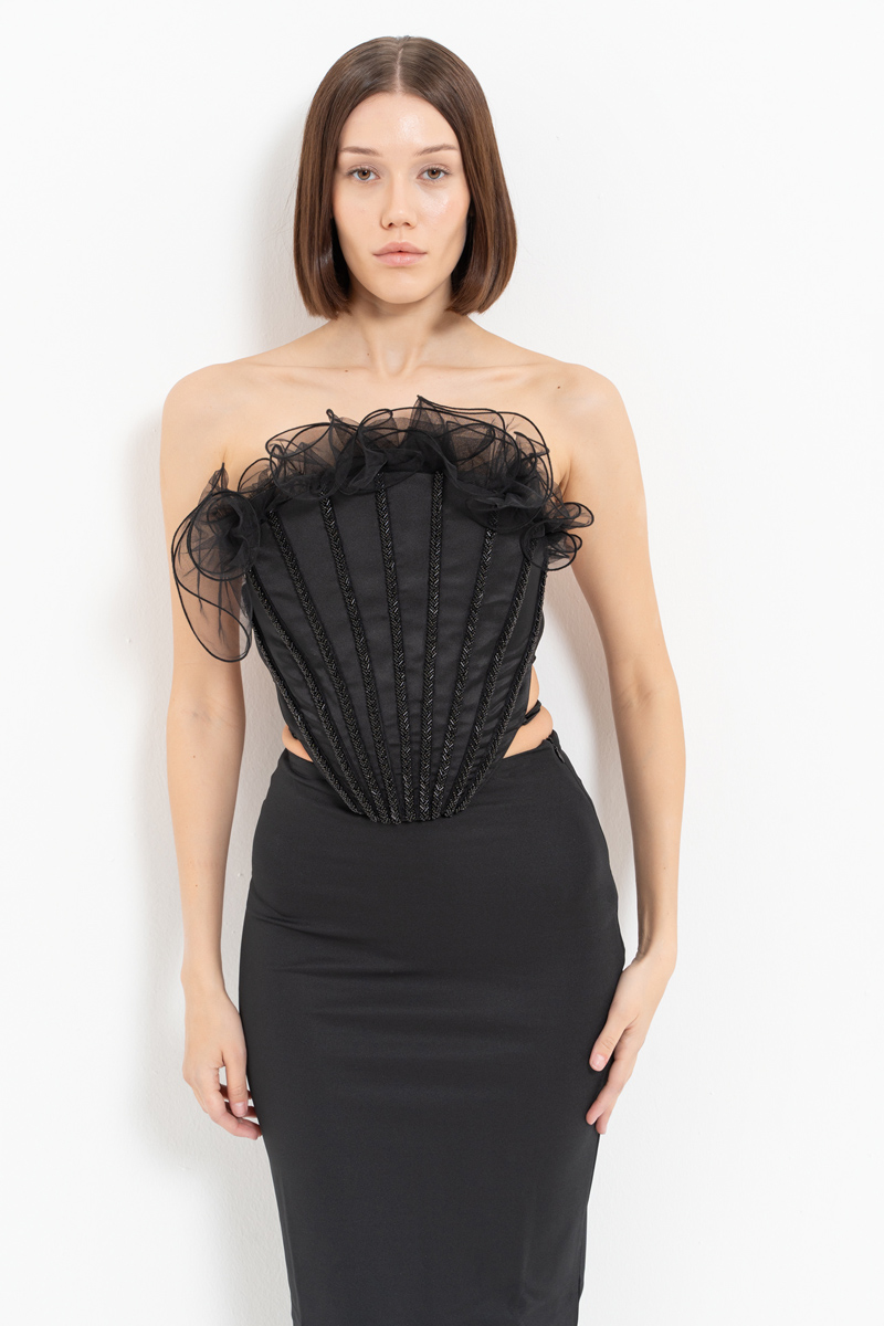 Black Embellished Oyster Bustier