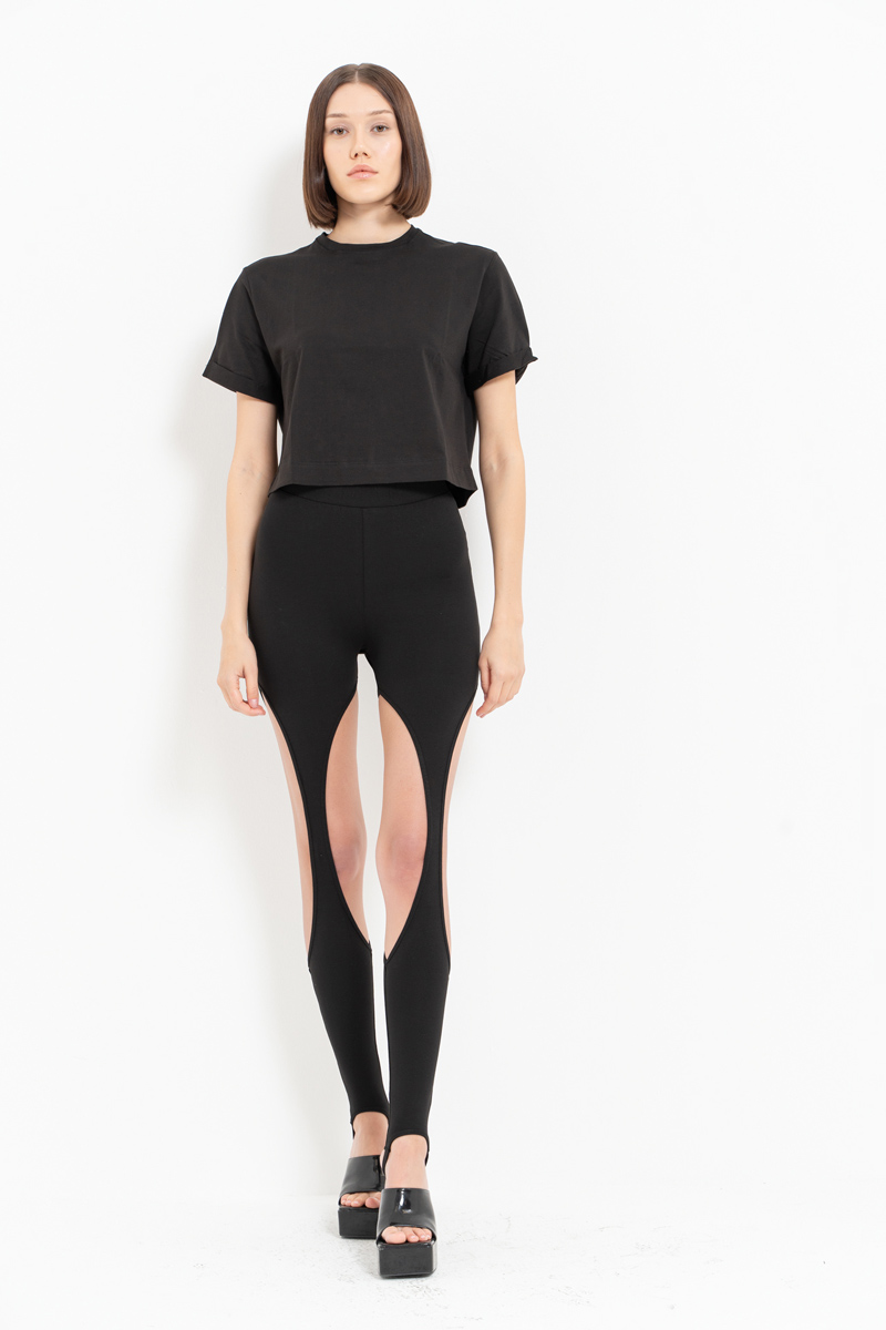 Black Cut Out Ballerina Leggings