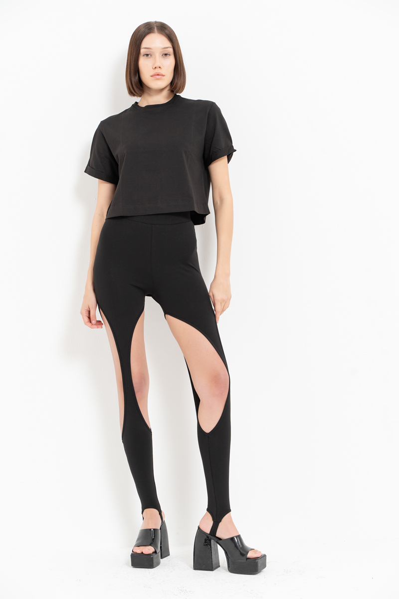 Black Cut Out Ballerina Leggings