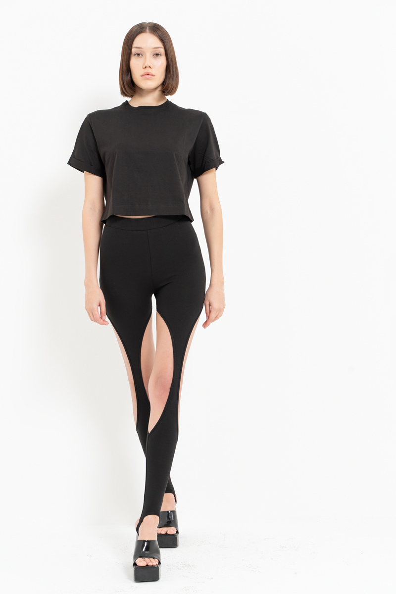 Black Cut Out Ballerina Leggings