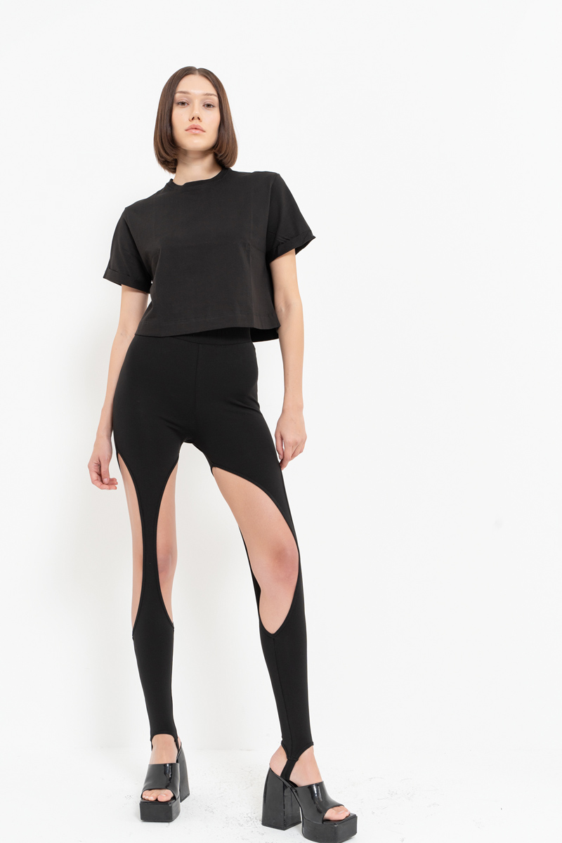 Black Cut Out Ballerina Leggings