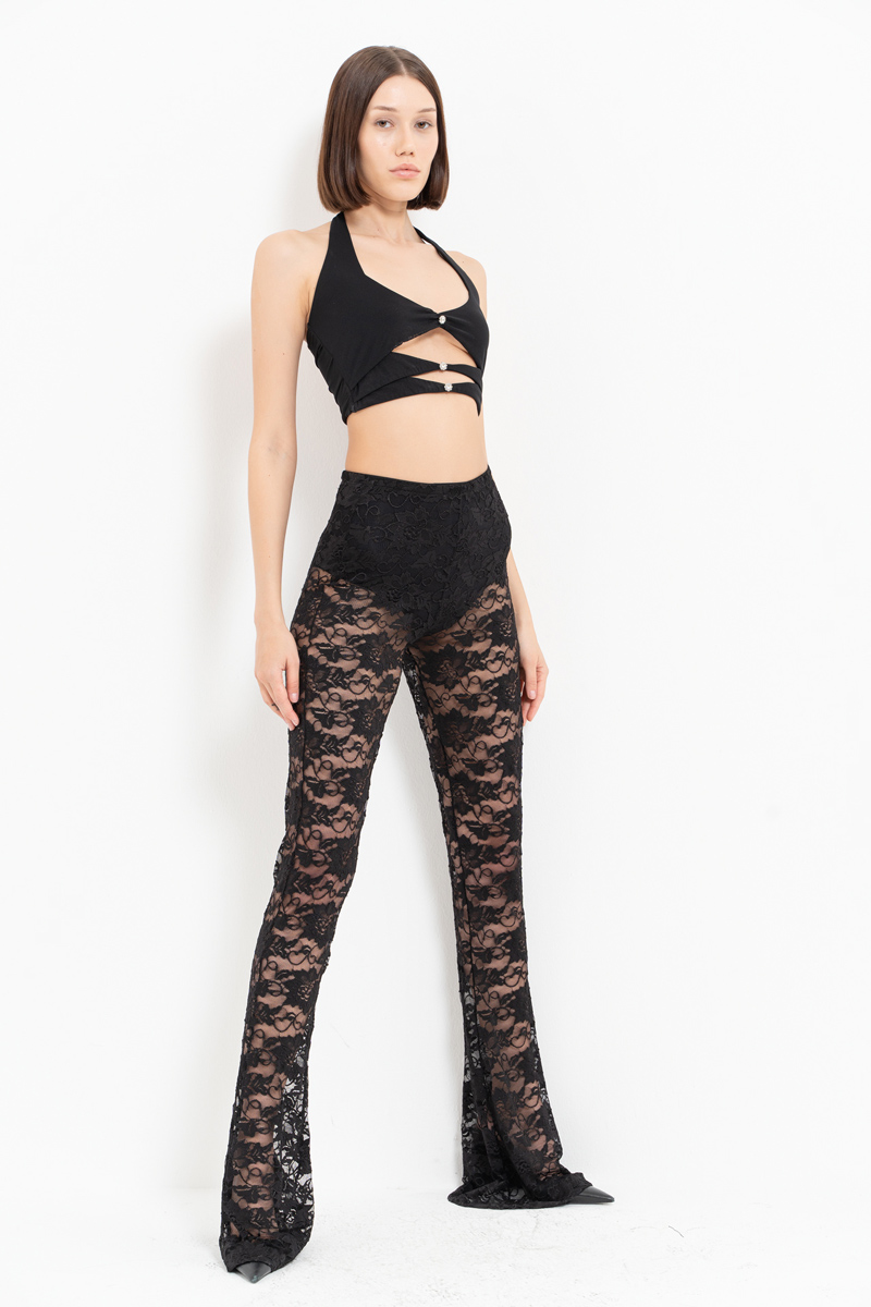Wholesale Sheer Black Lace Pants