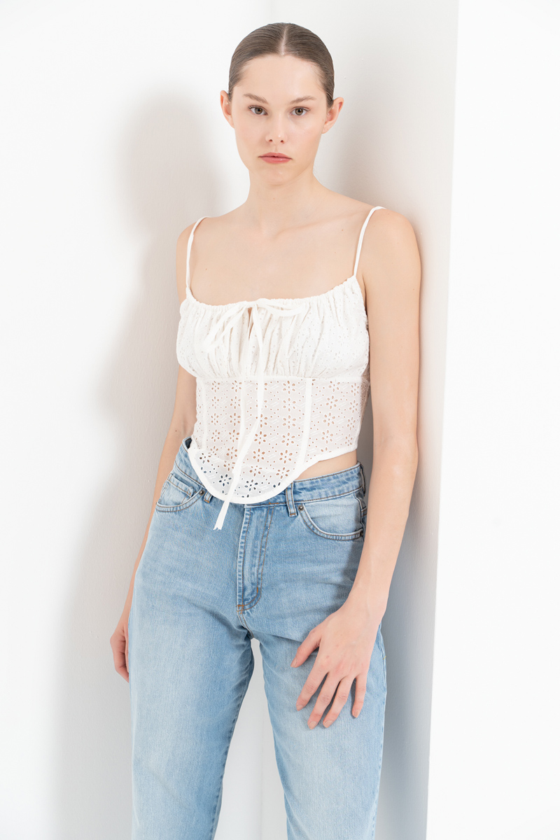 Offwhite Tie-Front Bustier