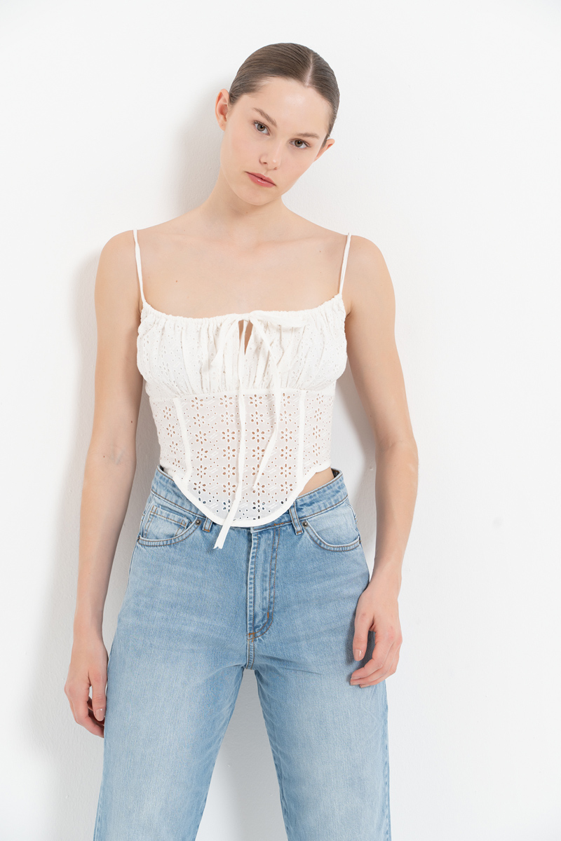 Offwhite Tie-Front Bustier