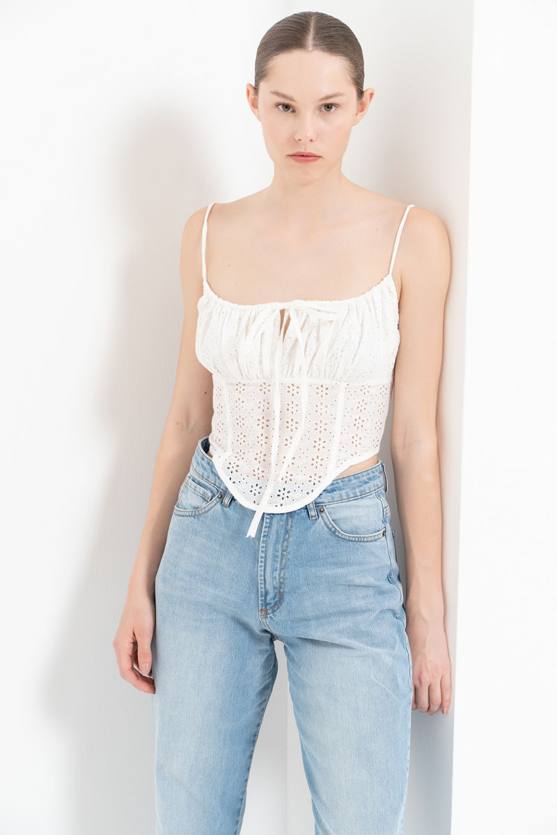 Offwhite Tie-Front Bustier