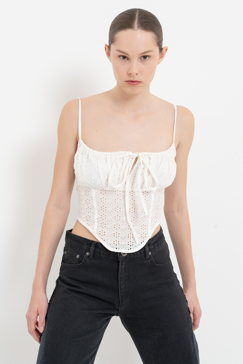 Offwhite Tie-Front Bustier