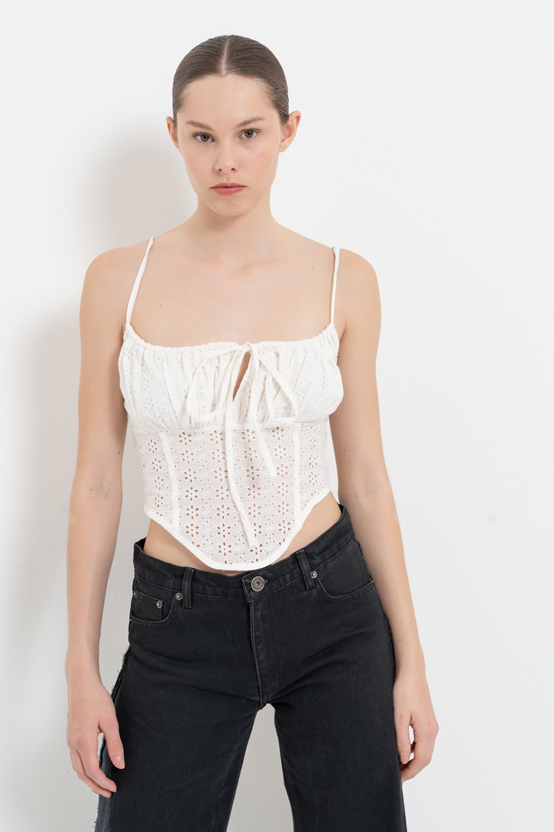 Offwhite Tie-Front Bustier