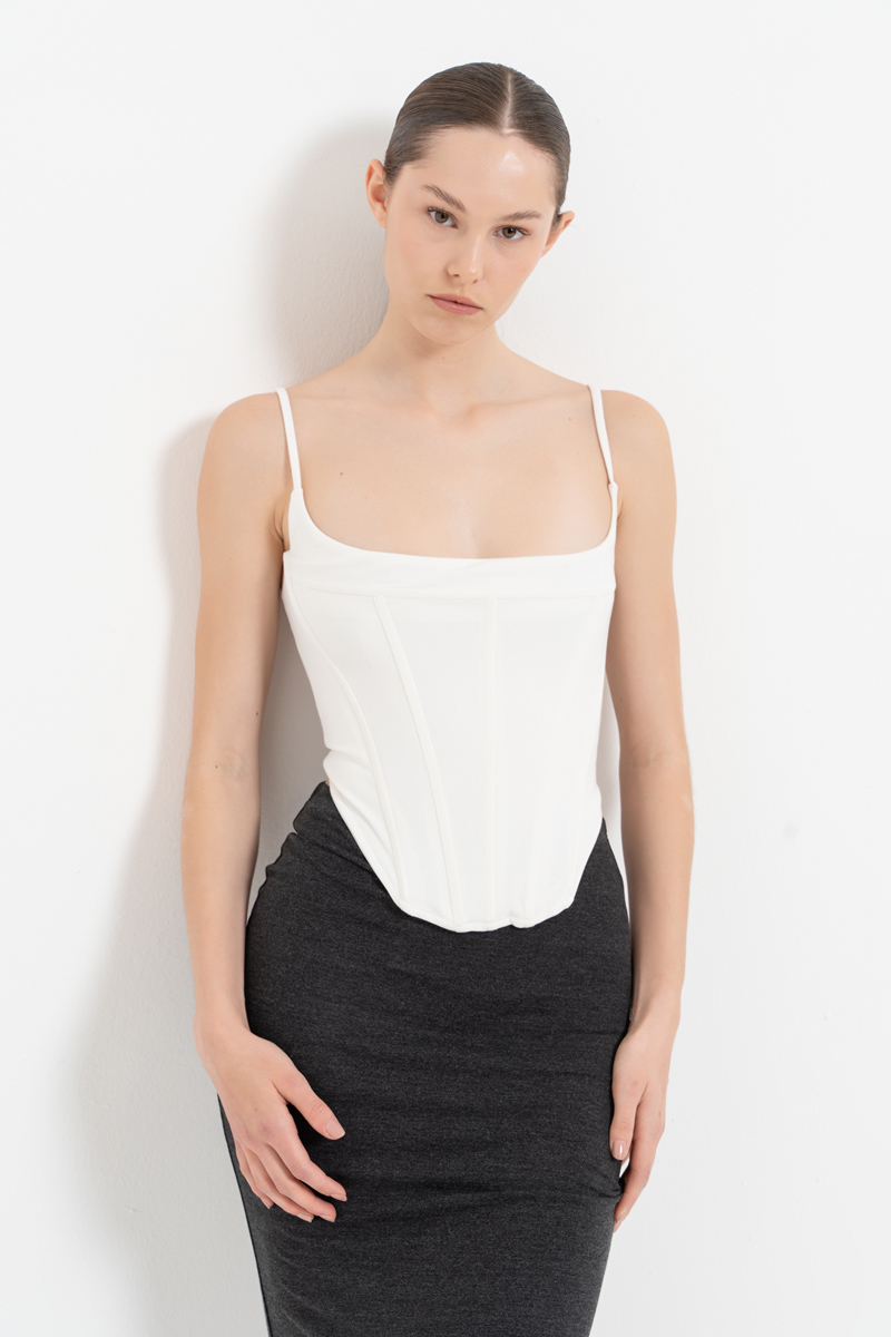Offwhite Cross-Back Printed Crop Cami