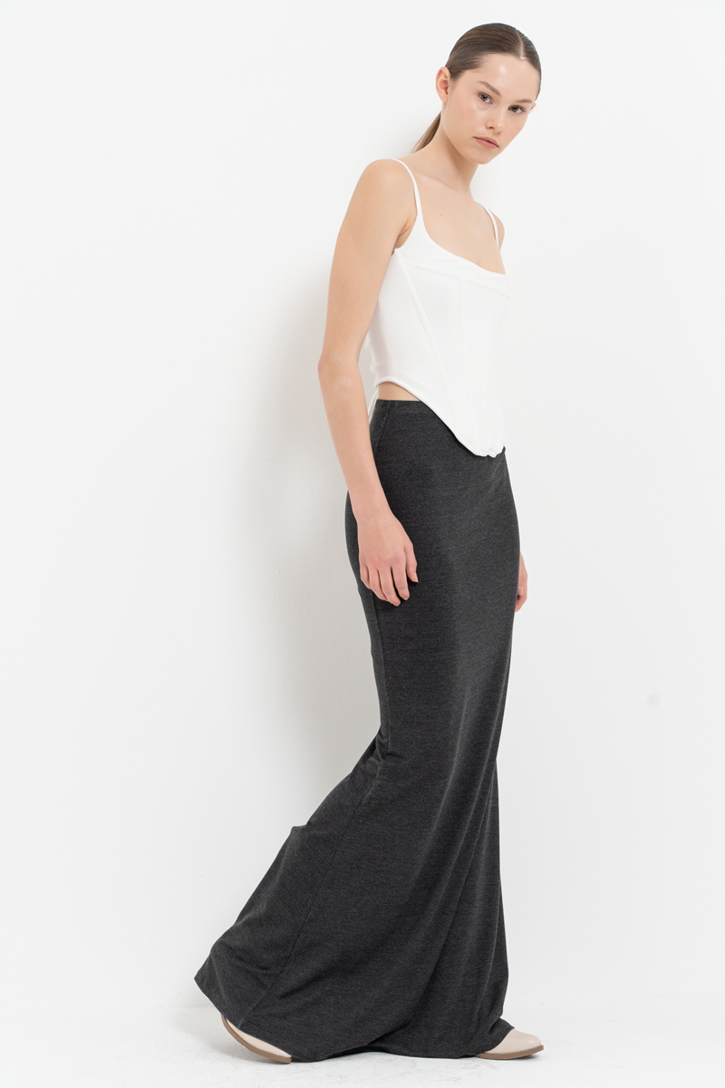 Antrasit Waistband Maxi Skirt