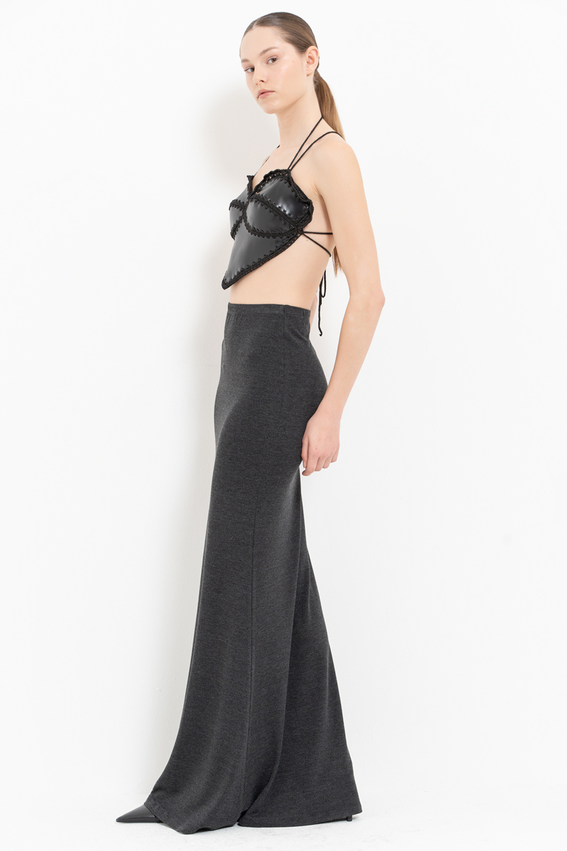 Antrasit Waistband Maxi Skirt