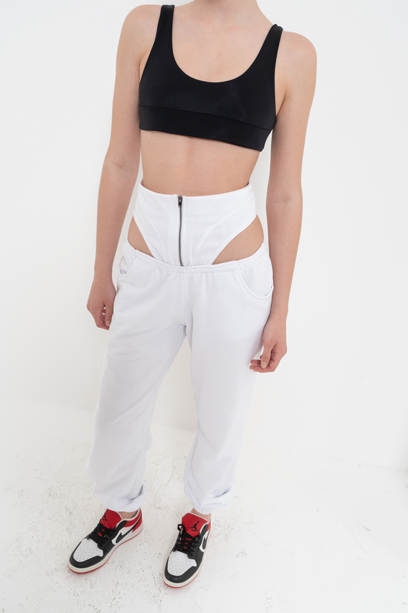 белый Cut Out Side Joggers