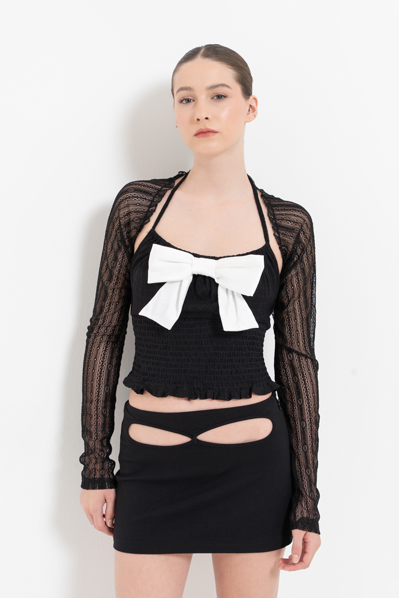Black Zipped Mini Skirt with Lining