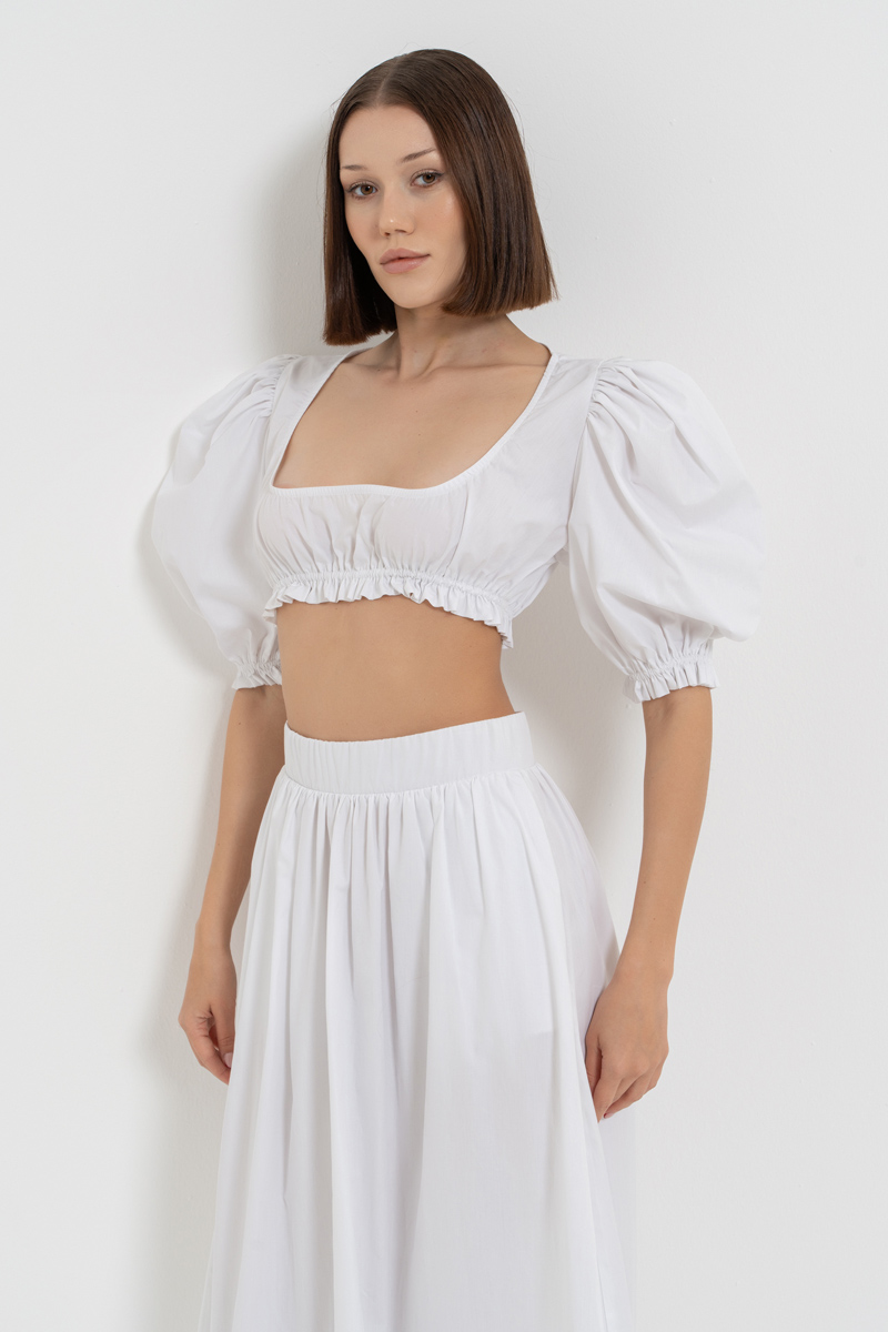 Offwhite Poplin Crop Top