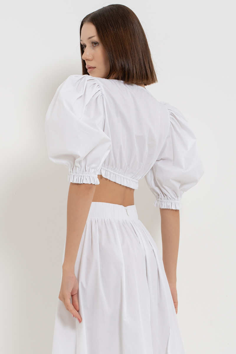 Offwhite Poplin Crop Top