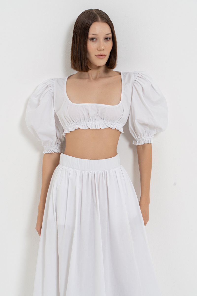 Offwhite Poplin Crop Top