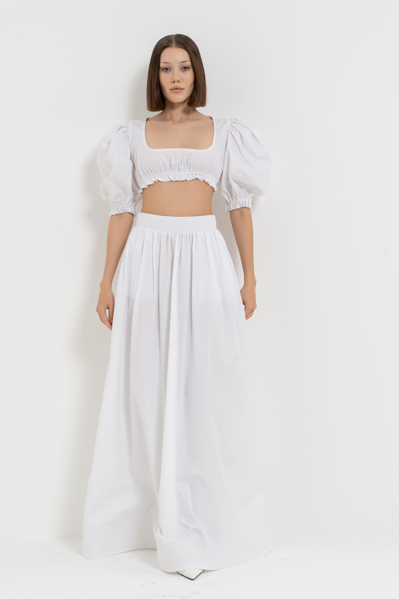 Offwhite Poplin Crop Top