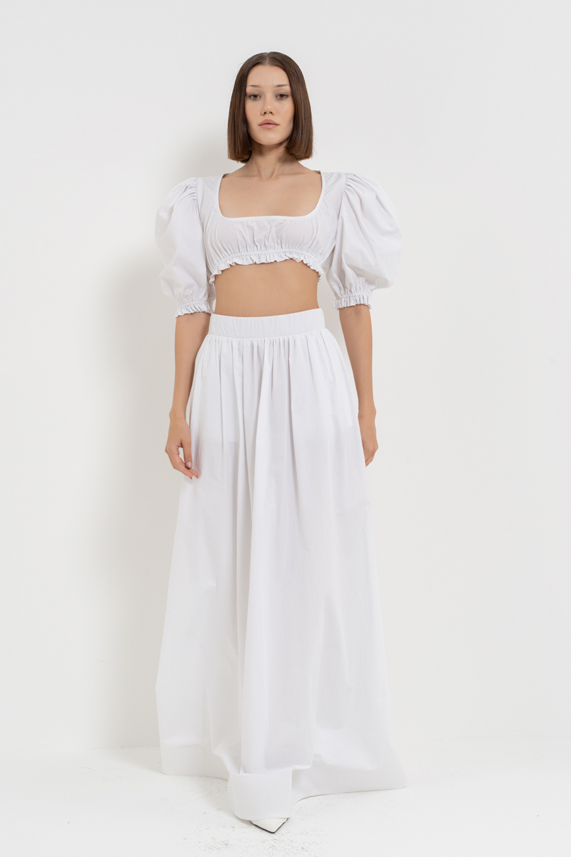 Offwhite Poplin Crop Top