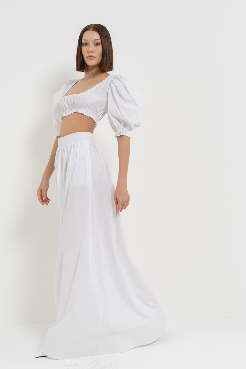 Offwhite Poplin Crop Top