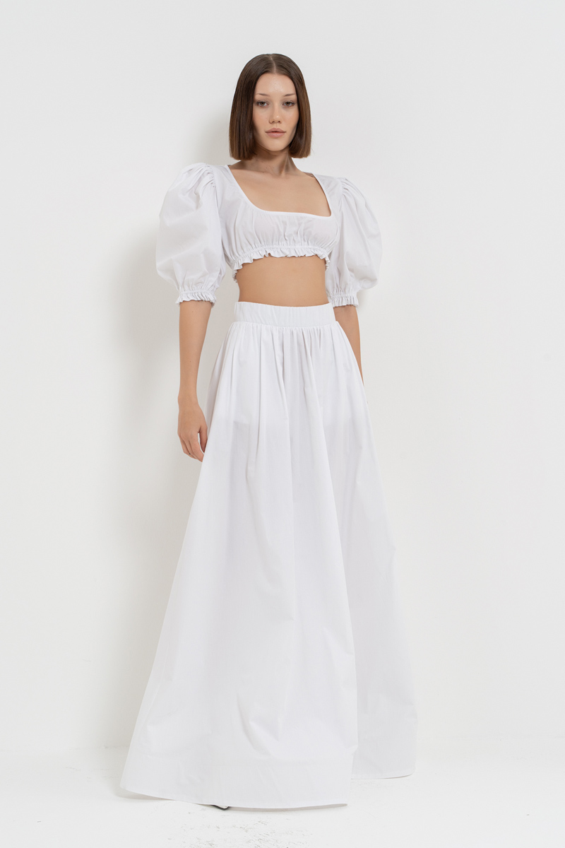 Offwhite Poplin Crop Top