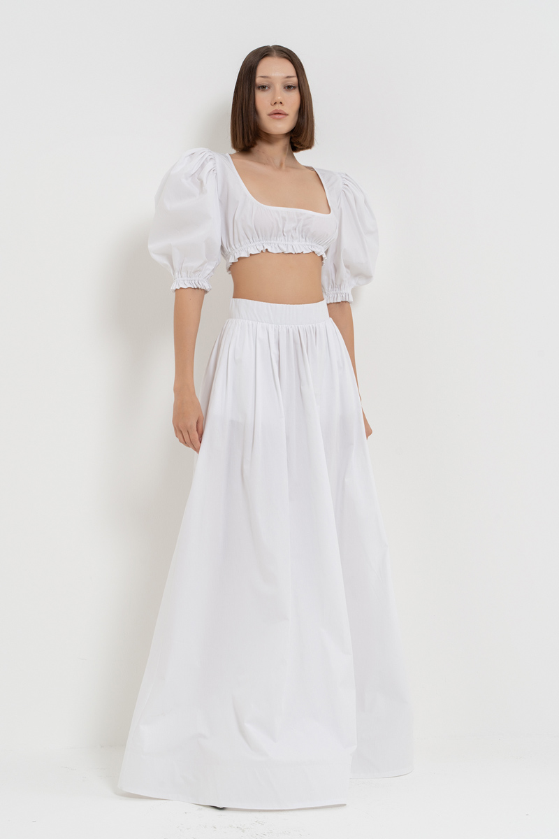 Offwhite Poplin Crop Top