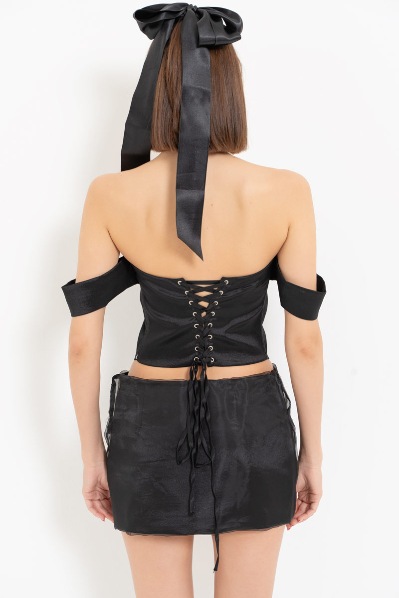 Black Organza Mini Skirt