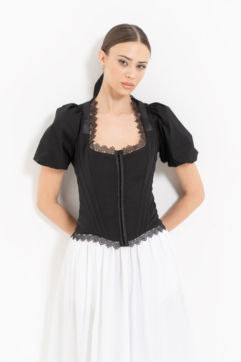 Black Crisscross-Back Wired Bustier