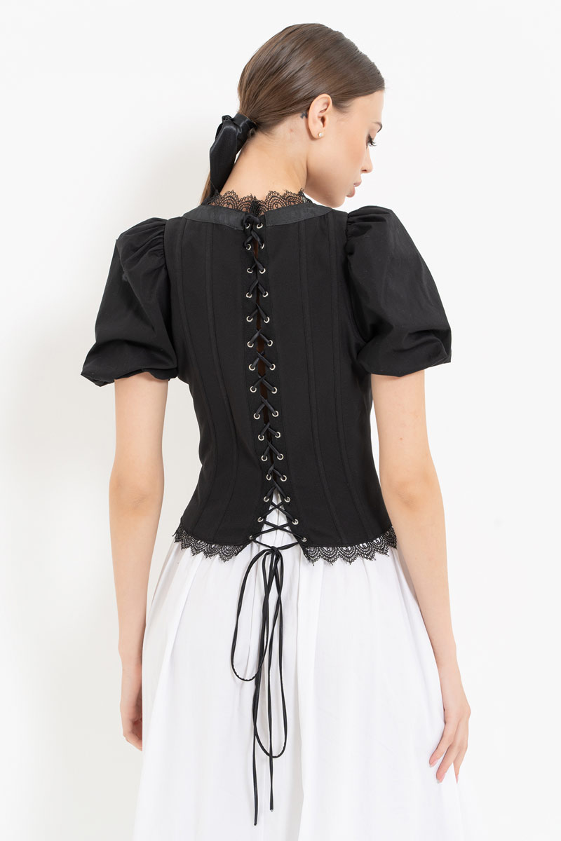 Black Crisscross-Back Wired Bustier