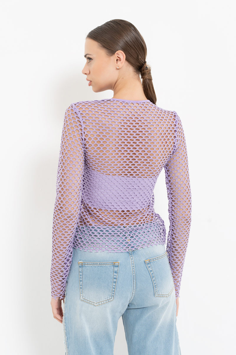 New Lilac Long-Sleeve Net Top