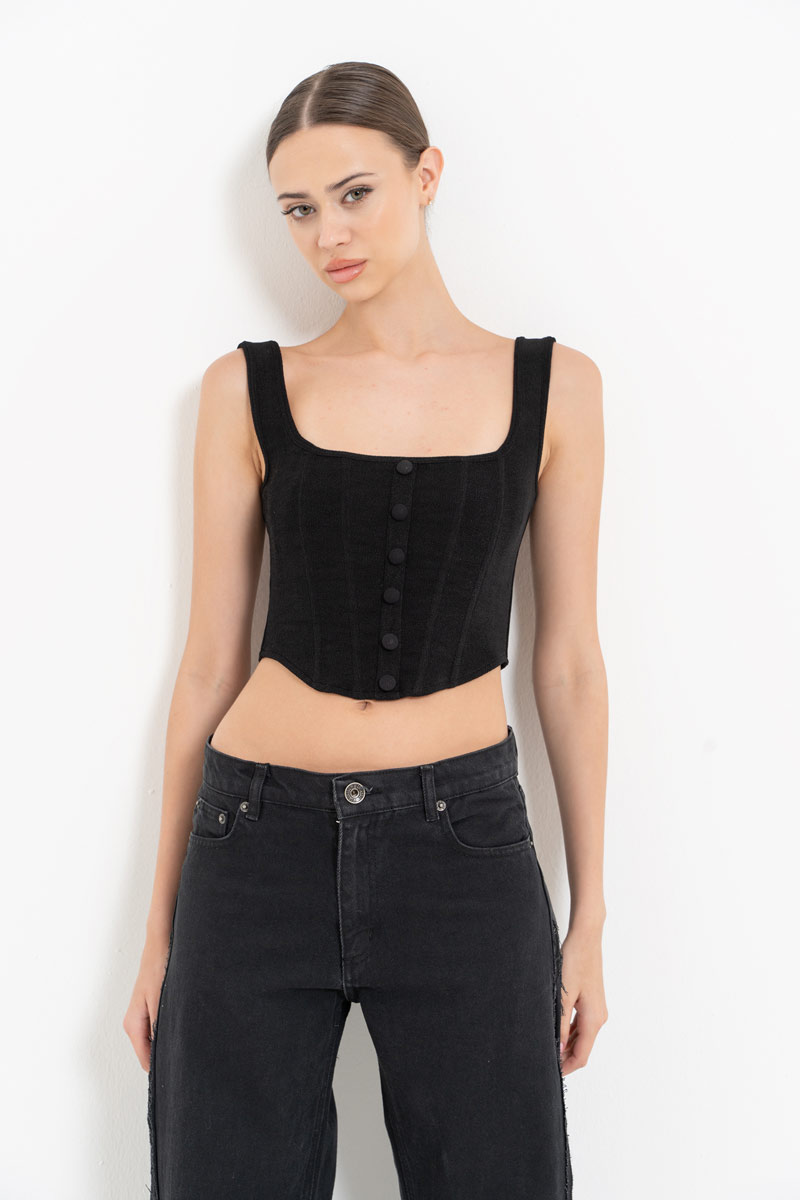 Black Square-Neck Bustier