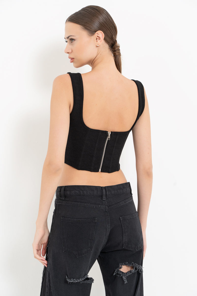 Black Square-Neck Bustier