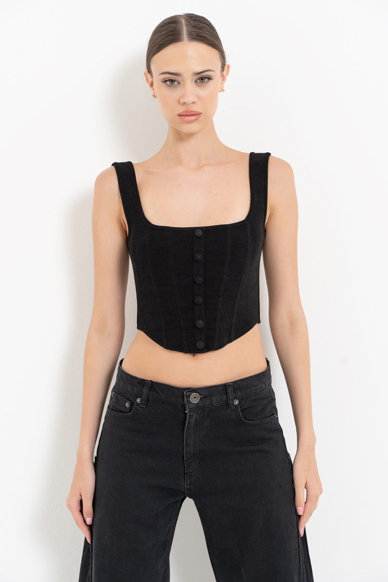 Black Square-Neck Bustier