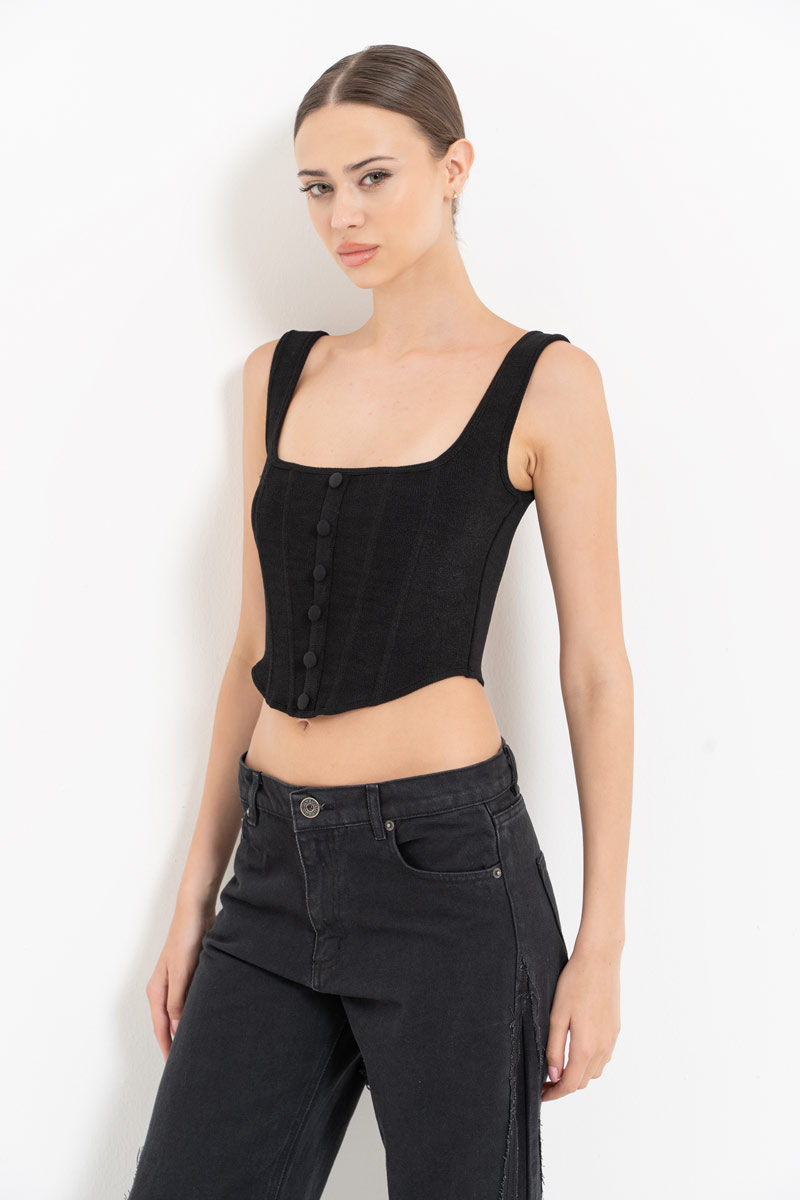 Black Square-Neck Bustier