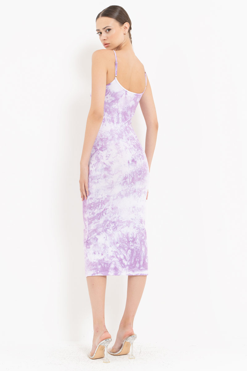 Tie Dye Lilac-Offwhite Midi Dress